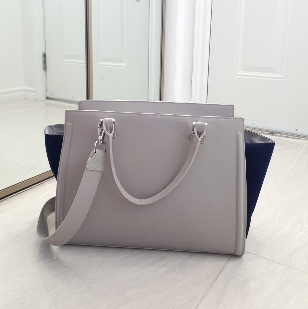 H&M Taupe Navy Velvet Bag